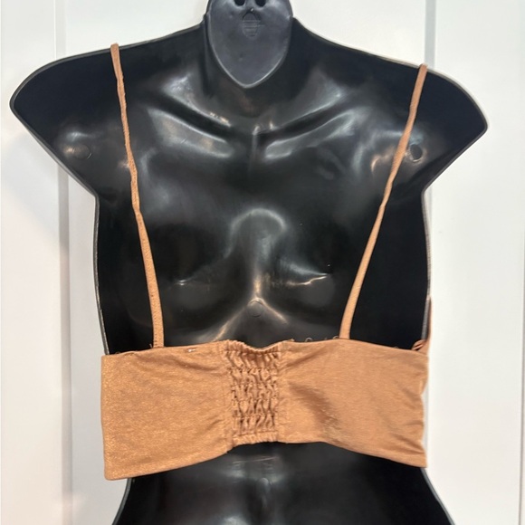 Zara Satin Bralette Bronze Festival Concert Crop Top Size Medium - Picture 3 of 7